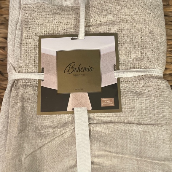 Bohemia Textured Tablecloth 60”x84” – Neutral Beige, Cotton Blend - Picture 10 of 10